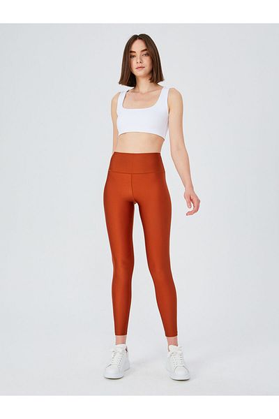 UP&FIT High Waist Shiny Leggings Cinnamon