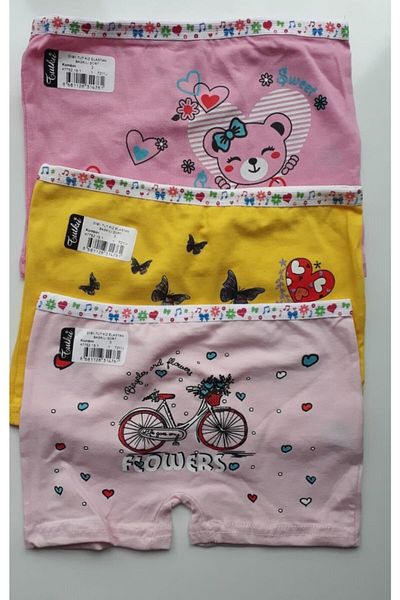 Tutku Girl's Mixed Color Boxer 3 Pcs