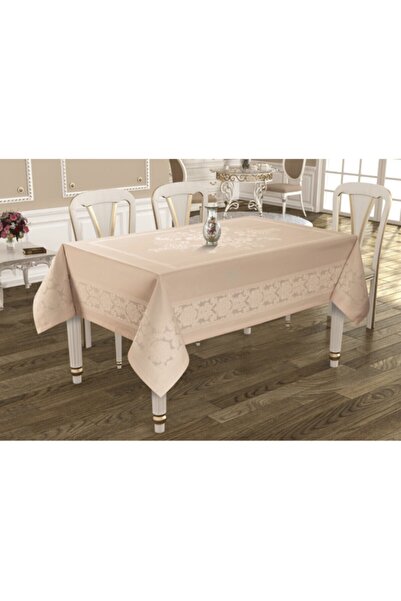 Sfr Home by FİSKOS Pano Desen Dertsiz Leke Tutmaz Masa Örtüsü 160x300 Cm Pudra