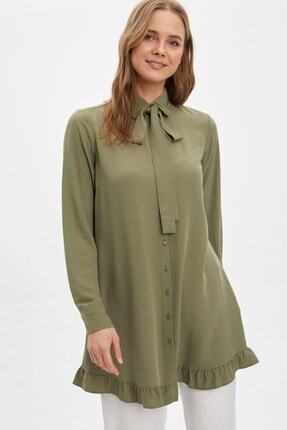defacto volan detayli fular yaka viskon gomlek tunik fiyati yorumlari trendyol