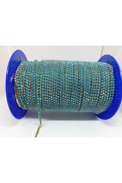 yiğit aksesuar 2 Mm Kristal Şerit Açık Mavi Gold Kasa (5 Metre)