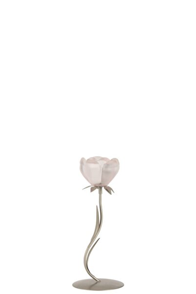 Laromita Decoration Çiçek Formunda Metal Ayaklı Cam T Light Mumluk