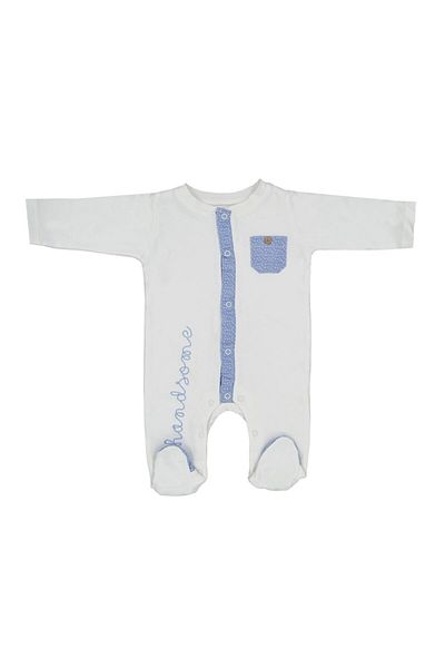 Bimini Ecru Colored Baby Boy Handsome Jumpsuit - 60366