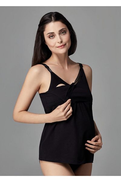 Dagi Women's Black Maternity Breastfeeding Undershirt