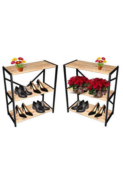 STONE CONCEPT MOBİLYA Çam 3 Katlı Kitaplık Ayakkabılık Çiçeklik Saksılık Raf Çiçeklik