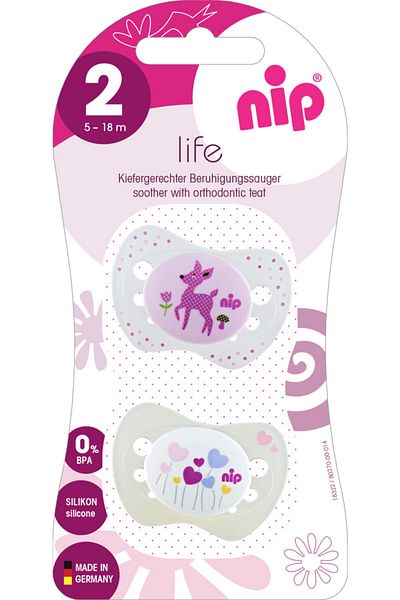 Nip Heart and Gazelle Patterned Life Silicone Pacifier 5-18 Months