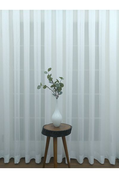 Esse Home White Tergal Plain Tulle (wide Width:280cm) Skirt Folded, 350x260, Tight Pleat, 1/3