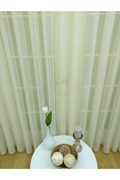 Esse Home Ecru Tergal Plain Tulle Curtain, 400x250, Sparse Pleat, 1/2