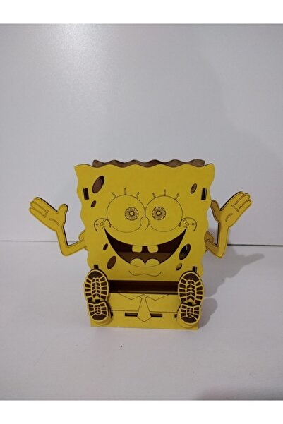 Ahşap Aksesuar حامل أقلام خشبي مزخرف مع درج سبونج بوب