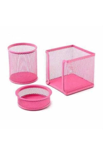 Lider مجموعة من 3 حاملات أقلام معدنية باللون الوردي