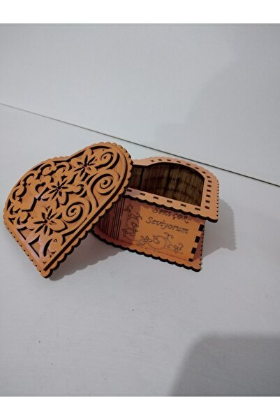 Ahşap Aksesuar صندوق منظم ديكور خشبي على شكل قلب