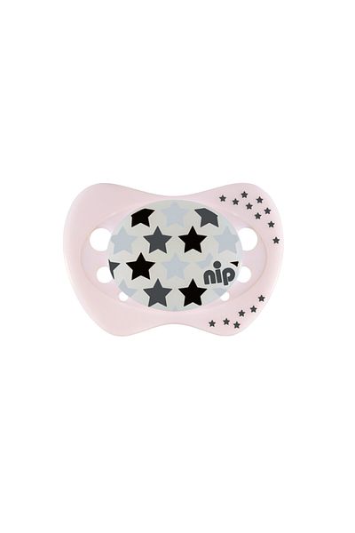 Nip 16-32 Months Hippopotamus and Star Patterned Girl's Night Silicone Pacifier