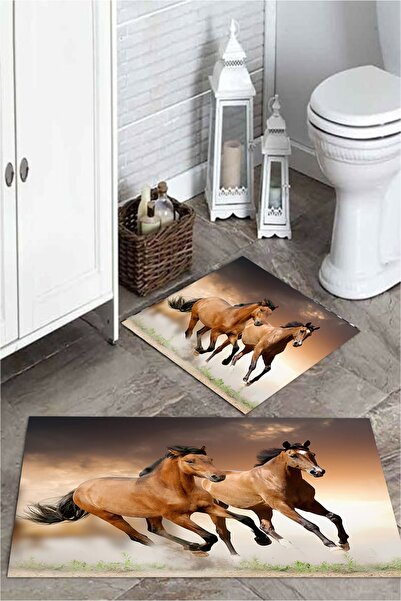 MEKTA HOME 3D Horse Patterned Bath Mat Set