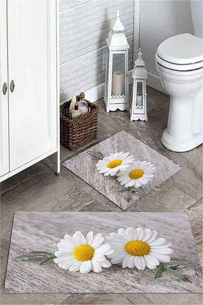 MEKTA HOME 3D Daisy Patterned 2-Piece Bath Mat Set Mktpp-2033 60x100/50x60