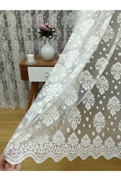 Esse Home Екрю Дамакс В'язаний Тюль Штора 150x200 см Нормальний Ворс 1/2.5