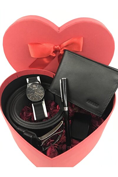 Carlino Kemer Cüzdan Saat Çakmak Kalem Hediye Seti