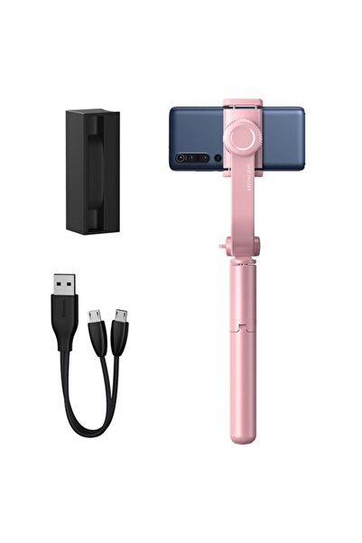 Baseus Pembe Baseus Lovely Bluetooth Selfie-özçekim Tripod Çubuğu