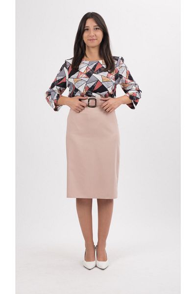 SORALLİNE Women's Pencil Skirt 70 Cm Length Lined, Office Skirt, 747 Powder