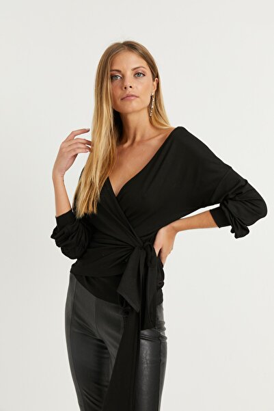 Cool & Sexy Dámská černá dvouřadá halenka EY1050