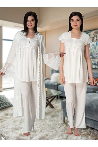 Effort Pijama طقم ثوب نوم للحوامل بأكمام قصيرة Effort 5011-ecru