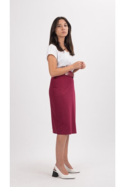 SORALLİNE Fusta creion dama 70 cm inaltime cu captuseala, fusta birou,,747 Liliac