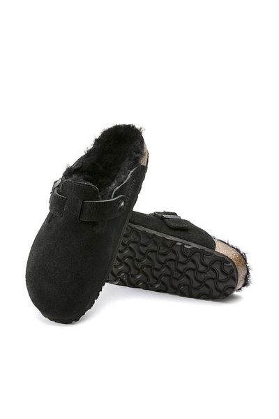 Birkenstock Boston Fell Black Slippers