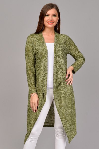 TUSSE Women's Khaki Asymmetrical Devore Cardigan