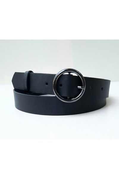 Kemerix Women's Black Ring Buckle Belt