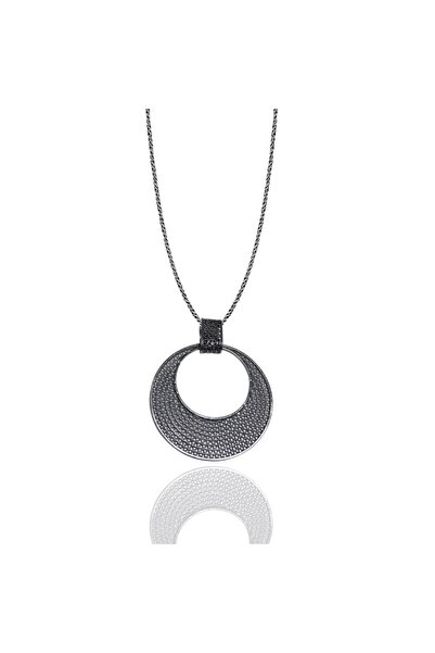 Midyat Nurtaş Gümüş Hilal Model Oksitli Telkari Gümüş Kolye