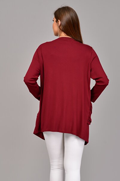 TUSSE Women's Burgundy Leather Ribbed Cardigan