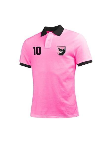 OFFSIDESIGN Men's Pink Palermo Rosanero Retro Polo Neck T-Shirt