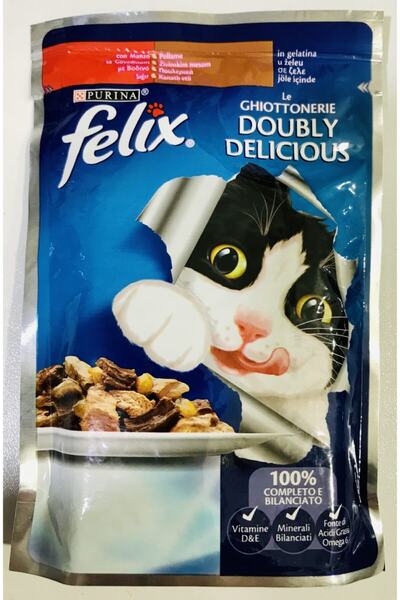 FELIX Çifte Lezzet Sığır Etli Tavuklu Kedi Yaş Maması 85 gr 5 X Adet