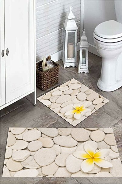 MEKTA HOME Set covorașe de baie din 2 piese cu model de piatră albă