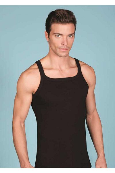 Berrak Men's Black Wide Collar Undershirt 1044