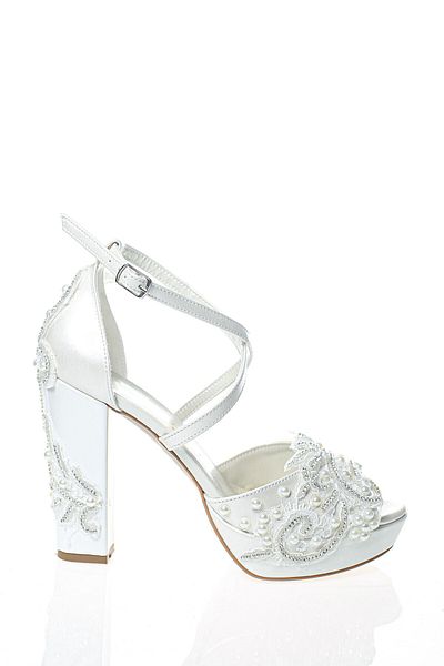 Çnr&Dvs Women's Pearl Pearl Stone Embroidered Bridal Shoes