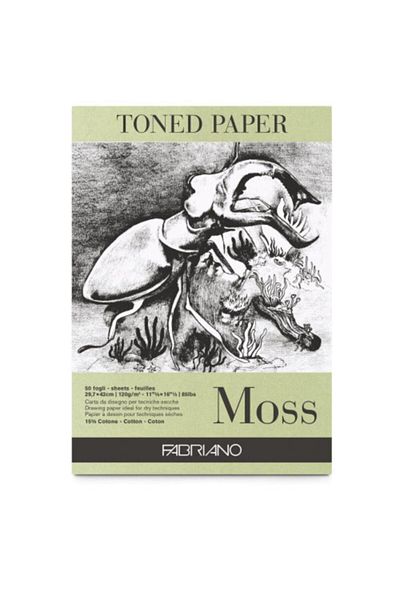 Fabriano Toned Paper Sketch Drawing Book Moss Color 120 gr.A3 50 Sheets