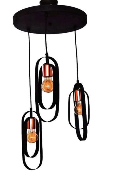 öalpa Lama Model 3'lü Siyah Renkli Sarkıt Salon Avize