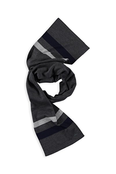 Lacoste Block Patterned Gray Scarf Re2015