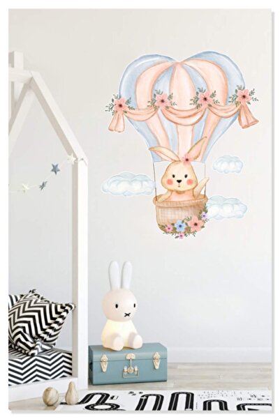 Sticker Sepetim ملصق غرفة الأطفال على شكل أرنب قطيفة لطيف على شكل غيوم وبالون طائر
