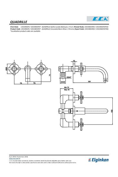 Eca Quadrille Built-In Sink Faucet 102106029