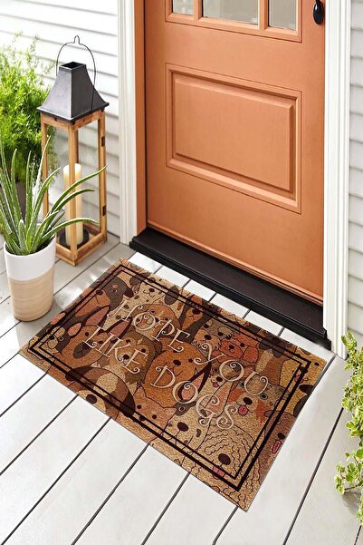 Evsebu Rengarenk Köpekleri Seviyorum Dekoratif Kapı Önü Paspası