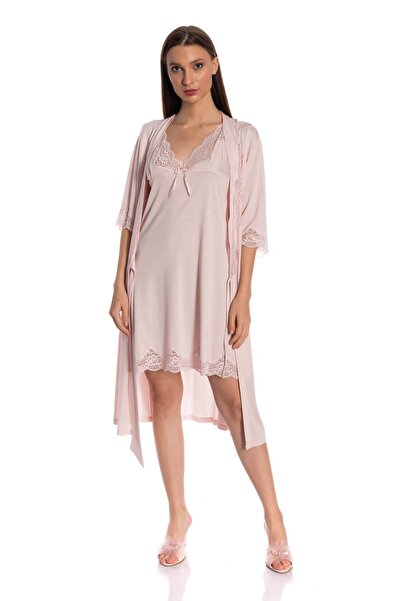 Espuar Pudra Ikili Penye Gecelik Sabahlık Takım