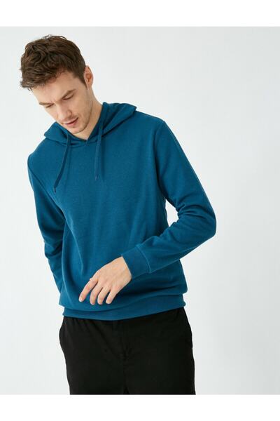 Koton Hanorac de bază cu mânecă lungă cu glugă verde pentru bărbați