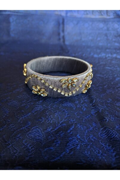 Aashiv's Collection Gri Renkli Hint Desenli Bilezik