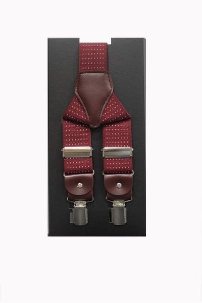 Gutiero Κρεμάστρα παντελονιού Claret Red White Dot Δερμάτινη σύνδεση