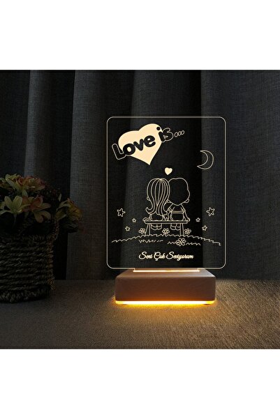 Vipyol 3d Led Gece Lambası Sevgili Hediyesi Love Is Tasarım Doğum Günü Yılbaş...