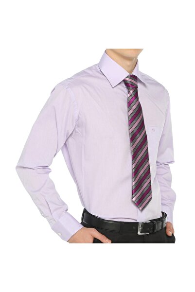 Gomlekplus Lavanta Mor Poplin Gömlek
