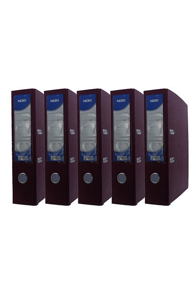 Noki Large Plastic Folder (56411-090) Claret Red 5 Pack