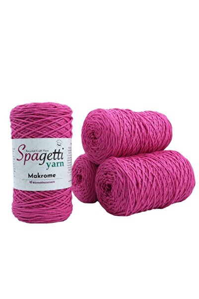Spagettiyarn Fuşya Makrome Ip - 4'lü Set