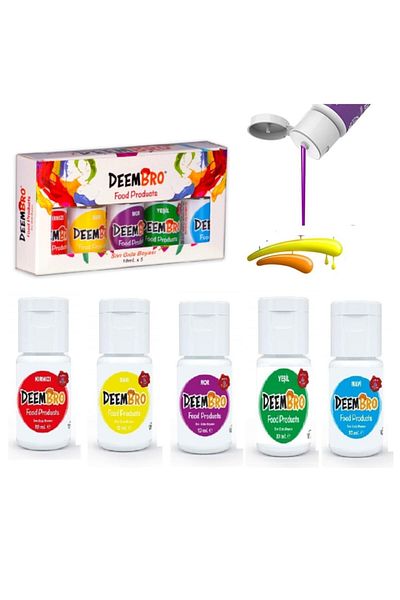 DEEMBRO Lizya Food - 5 Pieces 5 Colors 10 ml Water Based Liquid Food Coloring Set